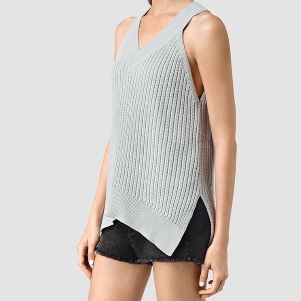 All Saints Manson Sweater Vest in Robins Egg Blue